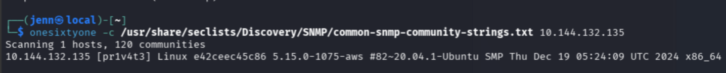 onesixtyone — community string pr1v4t3 confirmed